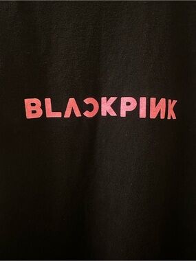 Black Crewneck Tee with Pink Logo